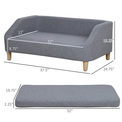 PawHut 38" Dog Sofa for Dogs Up to 55 lbs, Gray