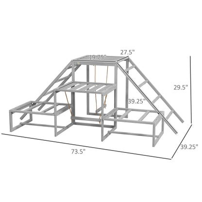 PawHut Chicken Roost Toys for Chickens Hens, Coop Accessories with Wood Stand, Ladder Platforms, for 10-15 Chickens