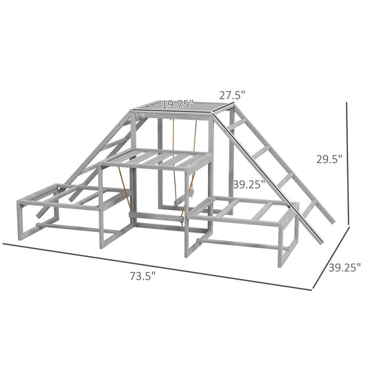 PawHut Chicken Roost Toys for Chickens Hens, Coop Accessories with Wood Stand, Ladder Platforms, for 10-15 Chickens
