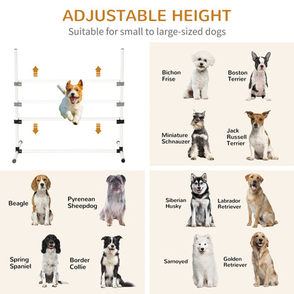 PawHut 4 Piece Dog Agility Training Equipment for Dog Agility Course with Adjustable Height Jump Bars, Included Carry Bag, & Displacing Top Bar, White
