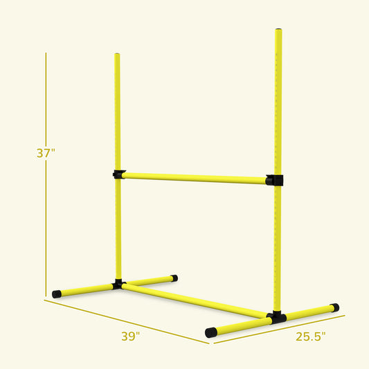 PawHut 4 Piece Dog Agility Set with Adjustable Height Jump Bars, Carry Bag, Displacing Top Bar, Yellow Yellow