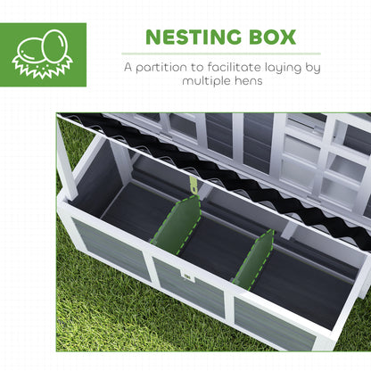 PawHut Wooden Rabbit/Chicken Hut w/Nesting Box, Pull-Out Tray