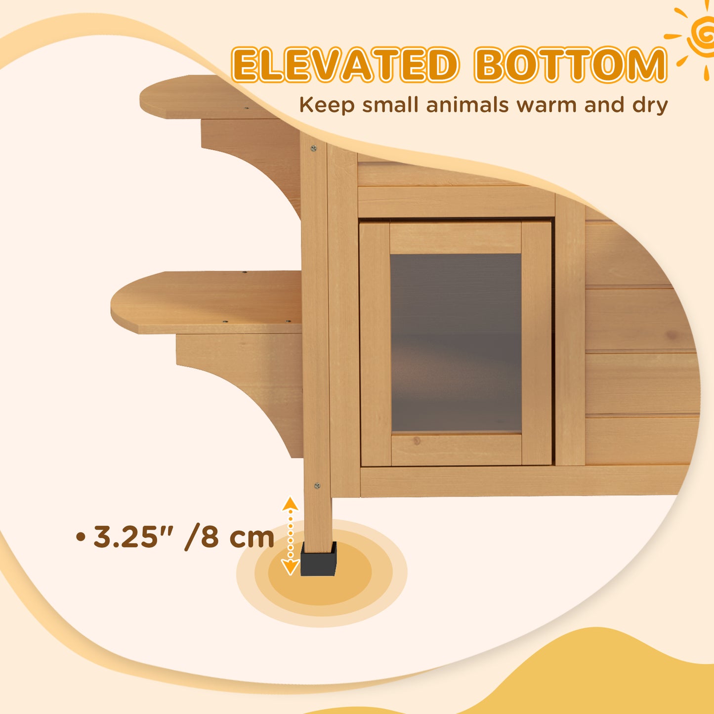 PawHut 2-story Cat House Outdoor, Weatherproof Wooden Cat Enclosure for Feral Cats with Escape Door, Openable Roof, Jumping Platforms, Natural