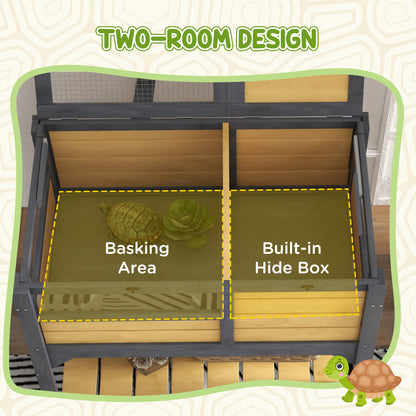 PawHut Tortoise Habitat with Shelf Storage Tortoise Gift Accessory with Weather Protection for Indoor, Yellow