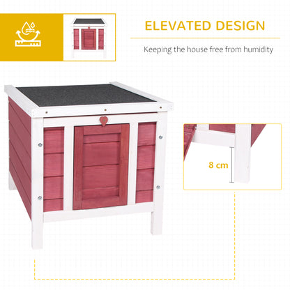 PawHut Small Wooden Rabbit Hutch Bunny Cage Guinea Pig Cage Duck House Dog House with Openable & Waterproof Roof, for Rabbits, Chickens, Ducks, Red