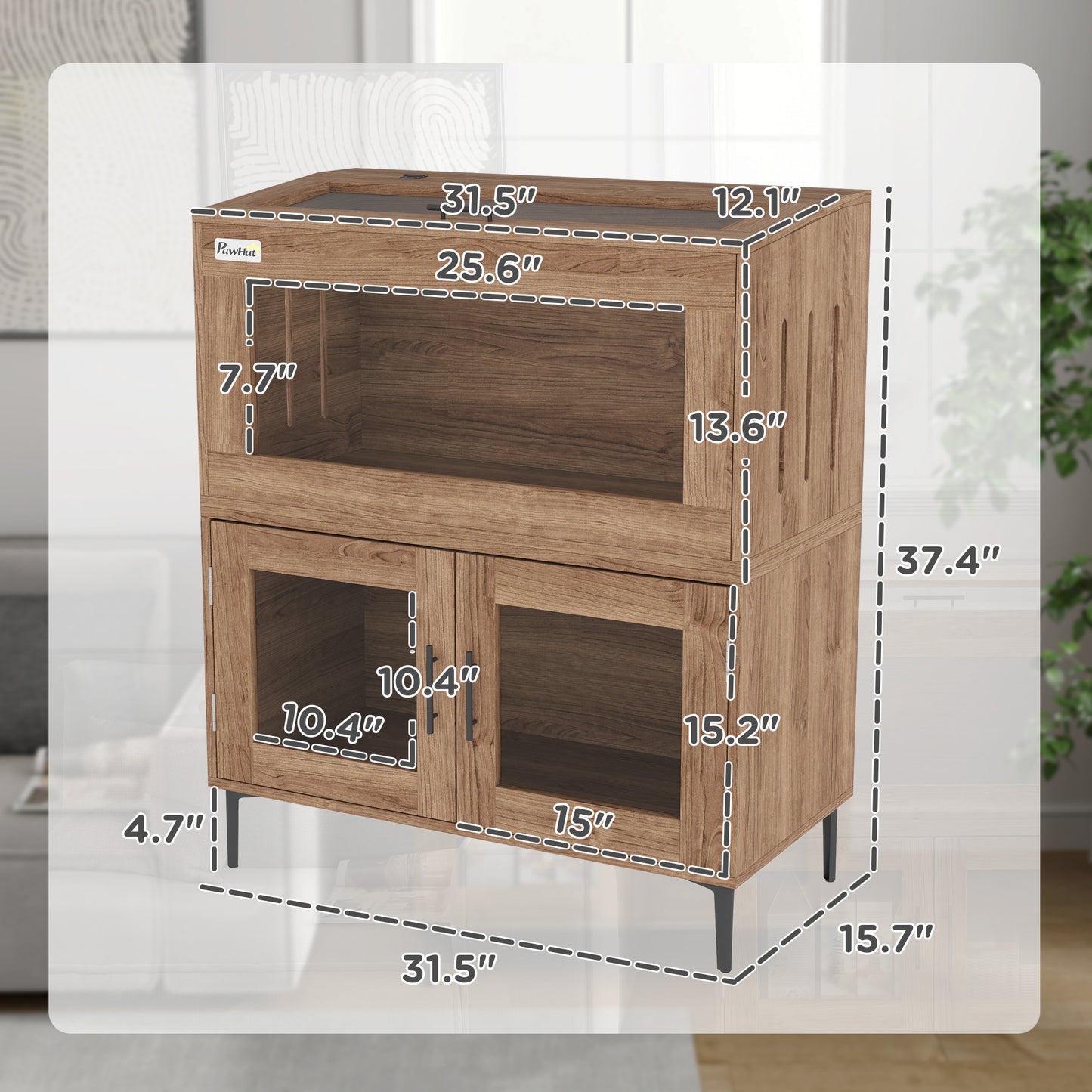 PawHut 30 Gallon Stackable Reptile Tank w/ Storage Cabinet, Top Opening, for Bearded Dragon, Lizard, Snake, Hamster