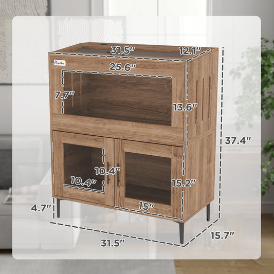 PawHut 30 Gallon Stackable Reptile Tank w/ Storage Cabinet, Top Opening, for Bearded Dragon, Lizard, Snake, Hamster