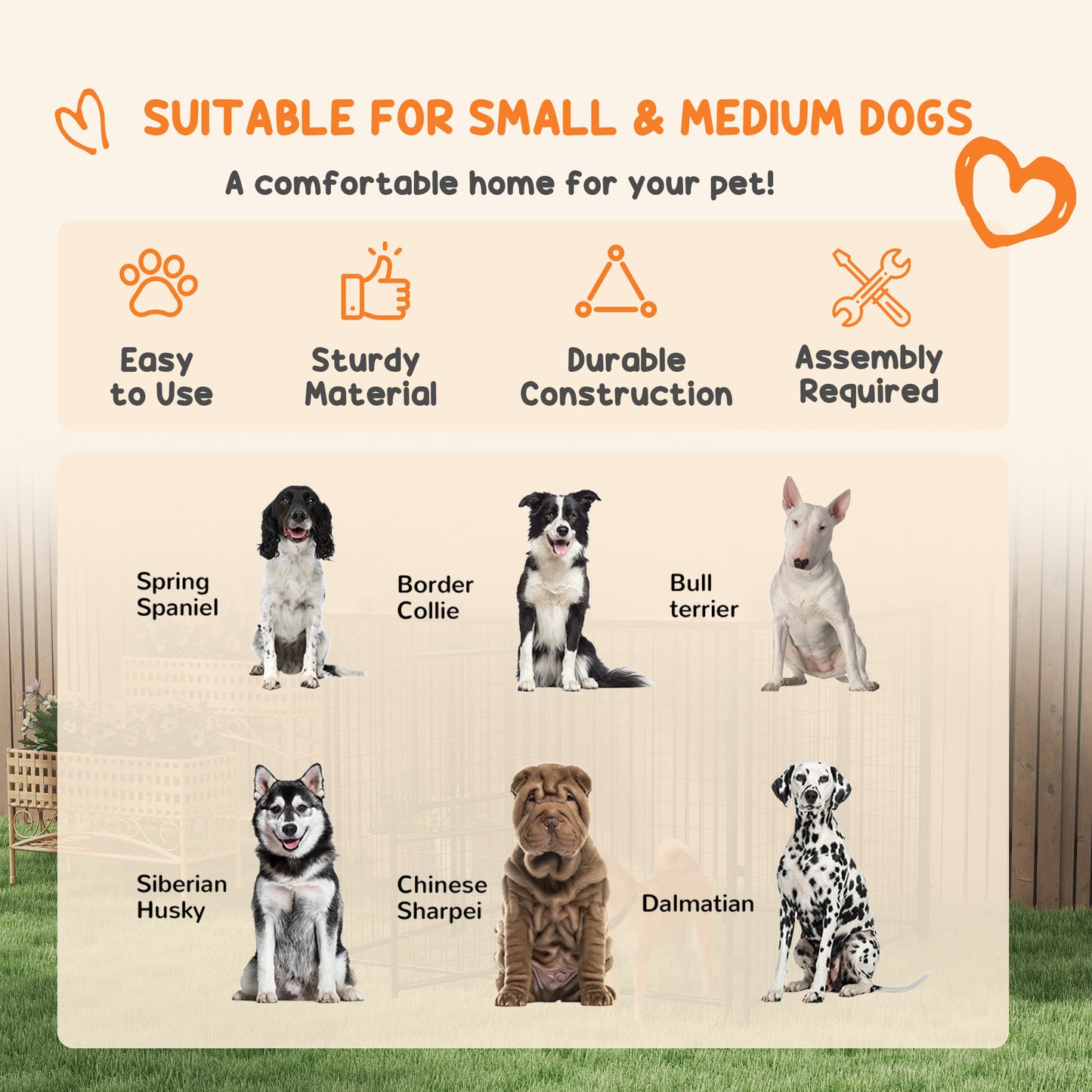 PawHut 4.6' x 4.6' x 5' Dog Kennel Outdoor with Waterproof Canopy, Large Door