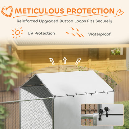 PawHut Galvanized Chain Link Large Outdoor Dog Kennel with Waterproof & UV-Resistant Cover, for M&L Dogs, 13.1' x 7.5' x 7.5'