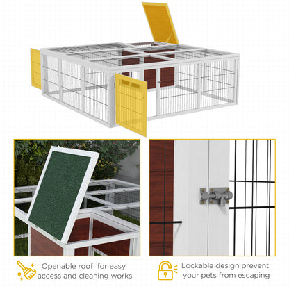 PawHut 64″ Wooden Outdoor Rabbit Hutch & Covered Playpen