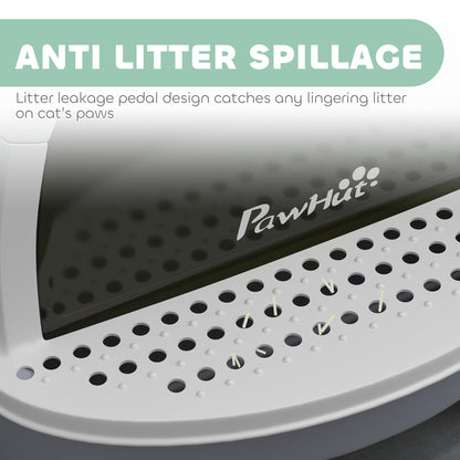 PawHut Covered Cat Litter Box w/Lid - Gray