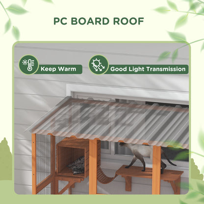 PawHut Catio Cat Window Box Outside Enclosure with Bridge Platforms