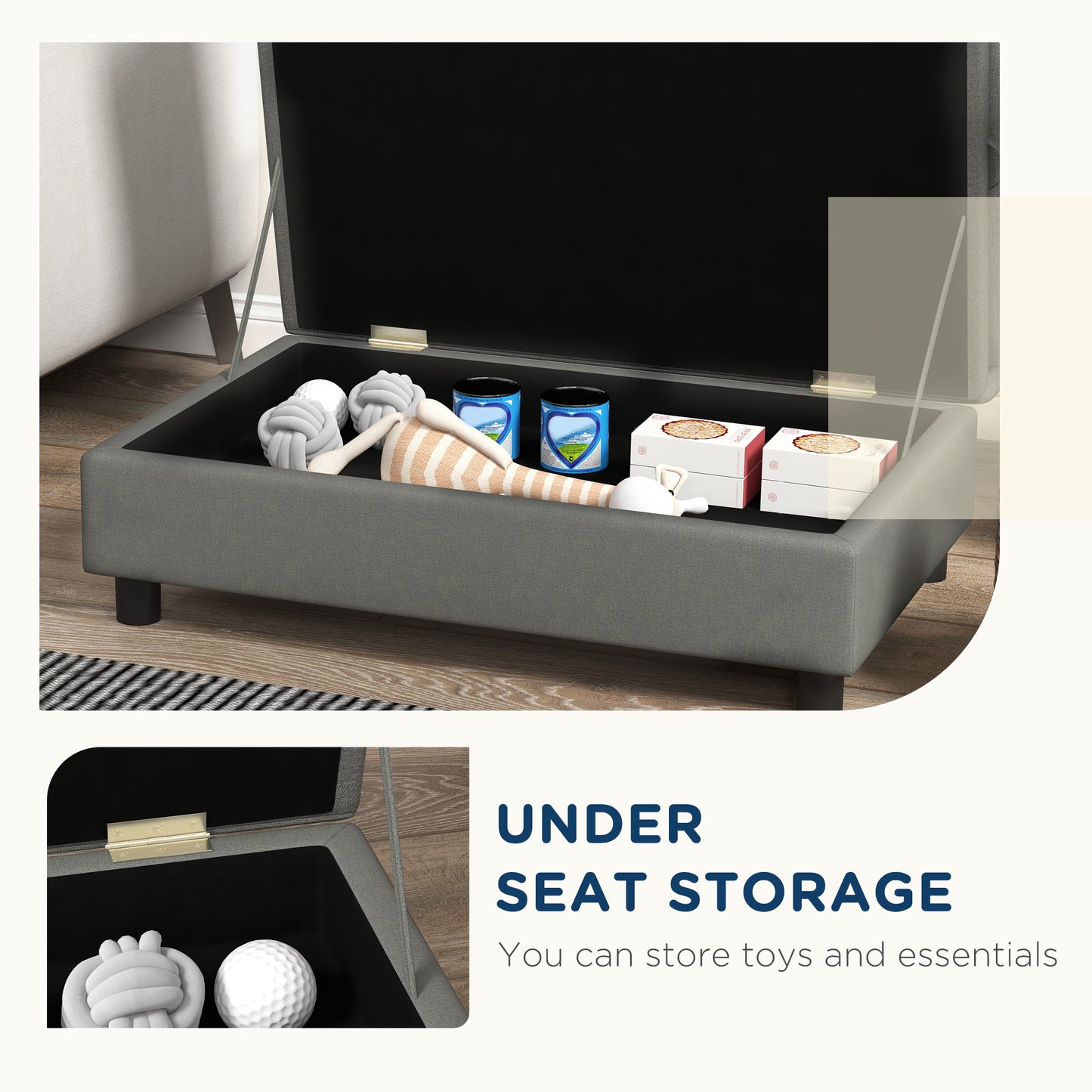 PawHut Pet Sofa Dog Sofa for Small Dogs with Storage, Gray