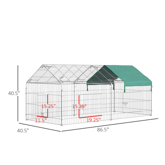 PawHut 87" x 41" Outdoor Metal Pet Enclosure Small Animal Playpen, Green
