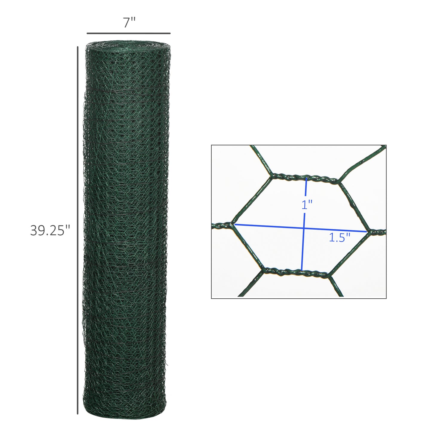PawHut 39 in x 82 ft Chicken Wire Fence, Welded Wire Metal Roll Vegetables Garden Rabbit Fencing, Hexagonal Poultry Fence Wire, for Ducks, Gooses, Dark Green