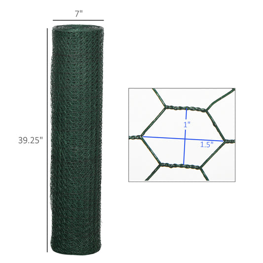 PawHut 39 in x 82 ft Chicken Wire Fence, Welded Wire Metal Roll Vegetables Garden Rabbit Fencing, Hexagonal Poultry Fence Wire, for Ducks, Gooses, Dark Green