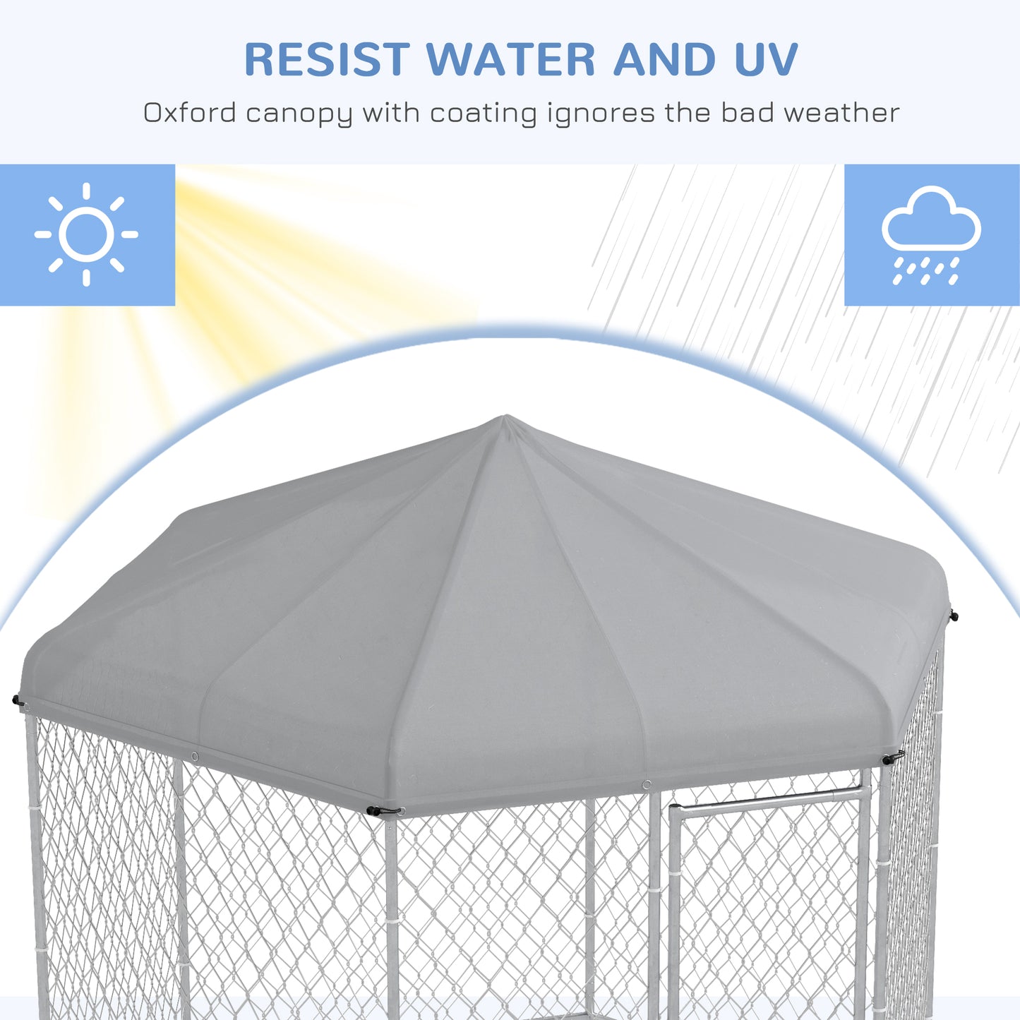 PawHut 9.2' x 8' x 7.7' Dog Kennel Outdoor for Medium and Large-Sized Dogs with Waterproof UV Resistant Roof, Silver