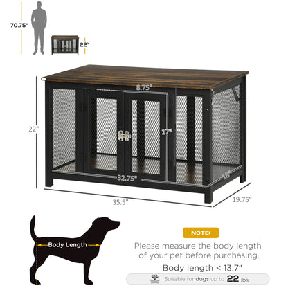 PawHut Furniture Style Dog Crate with Openable Top, Big Dog Crate End Table, Puppy Crate for Small Dogs Indoor, Spacious Interior, Pet Kennel, Brown, Black
