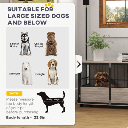 PawHut 39.5" Furniture Style Dog Crate End Table w/ 3 Doors for Small to Large Dogs, Walnut Finish