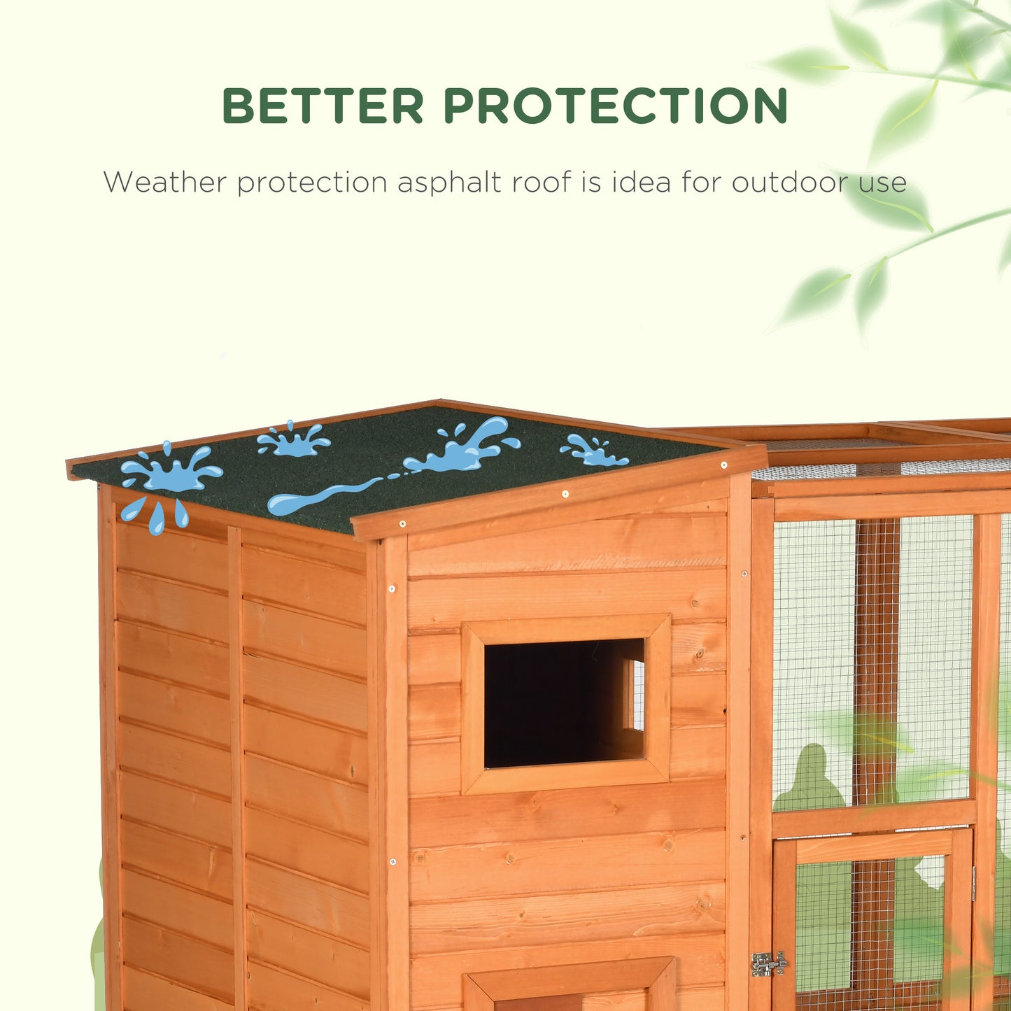 PawHut Wooden Outdoor Catio with Platforms, Asphalt Roof, Ramps, Natural