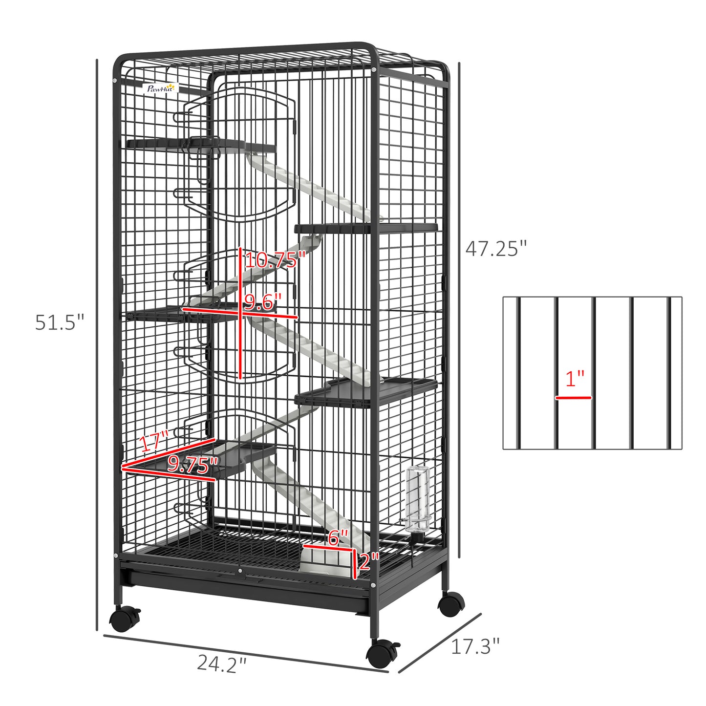 PawHut 6 Levels Small Animal Cage for Dwarf Rabbits, Pet Mink, and Chinchillas