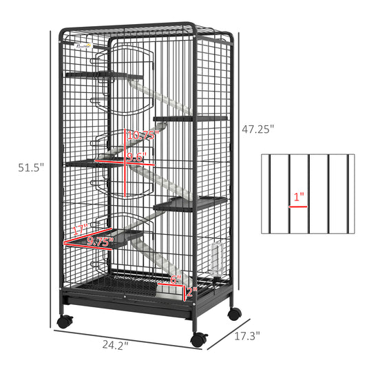 PawHut 6 Levels Small Animal Cage for Dwarf Rabbits, Pet Mink, and Chinchillas