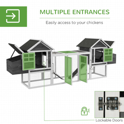 PawHut 124" Dual Chicken Coop, Large Chicken House, Gray