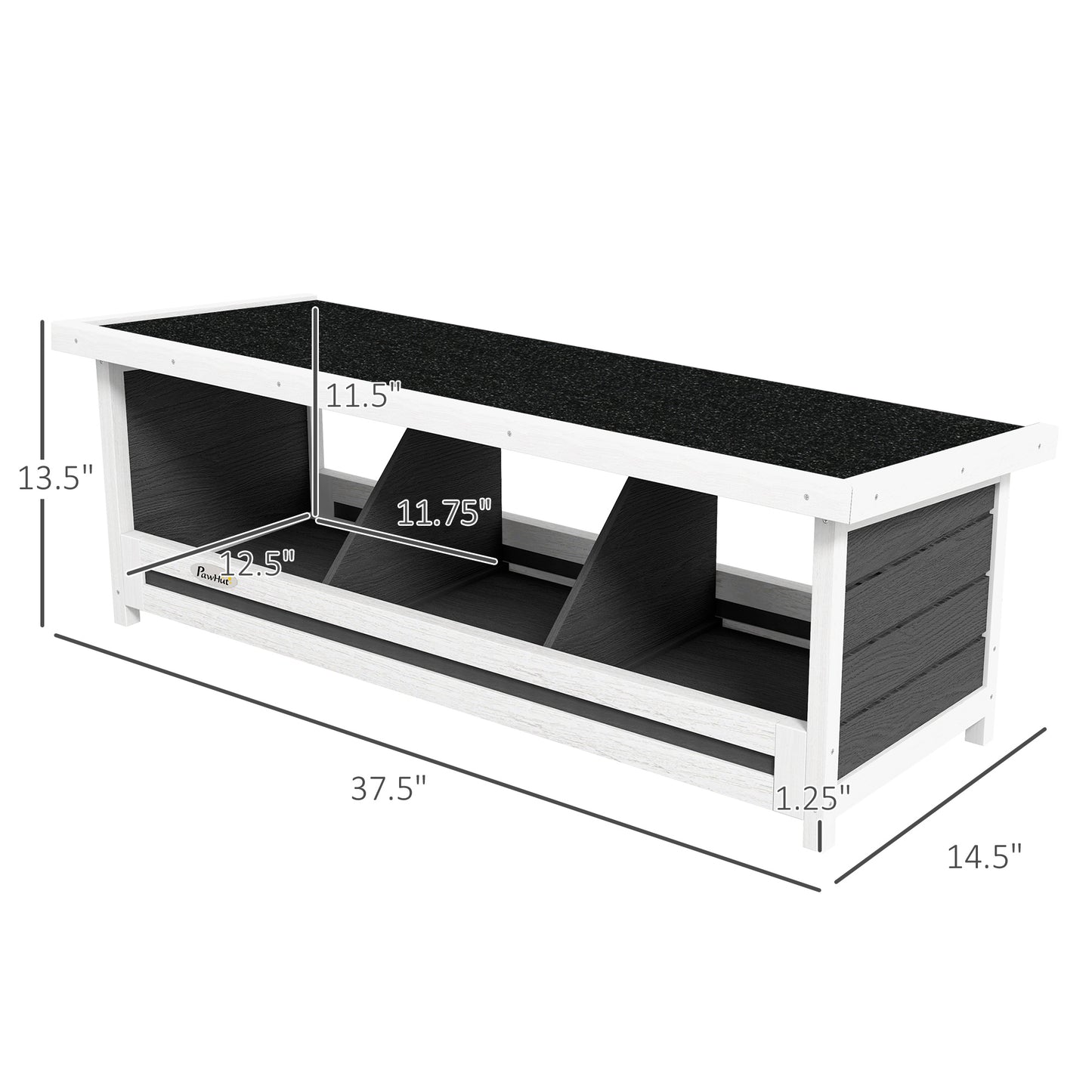 PawHut Wood Nesting Boxes Chicken Coop Accessories for Up to 3 Chickens, with Asphalt Roof, Gray