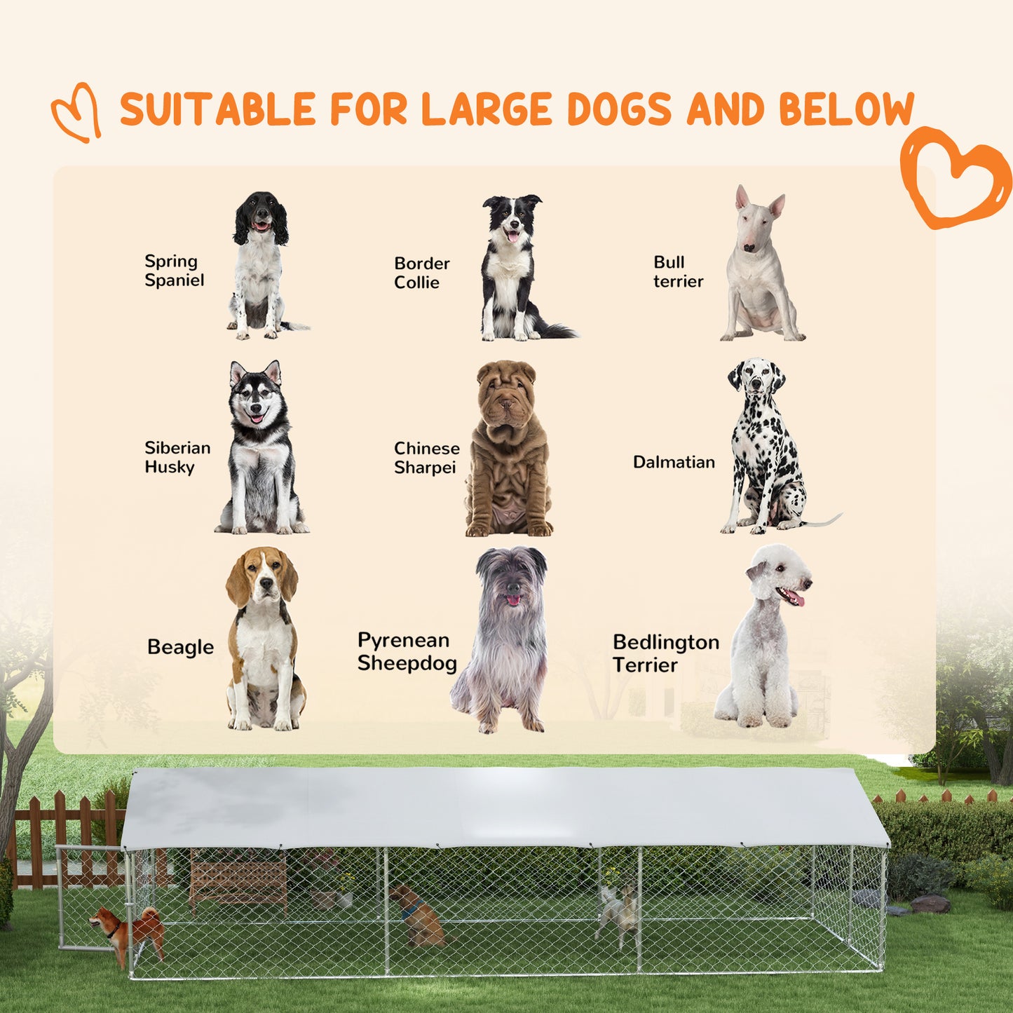 PawHut 19.7' x 7.5' x 4.9' Outdoor Dog Kennel for Large-Sized Dogs with Waterproof UV Resistant Roof, Silver