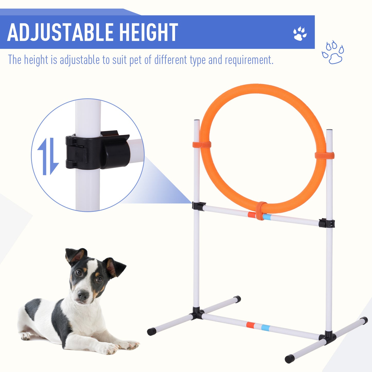 PawHut Outdoor Dog Agility Equipment Pet Speed and Agility Equipment Kit Backyard Starter Course High Jump Hurdle Tunnel