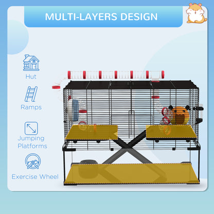 PawHut 31" Hamster Cage with Tube and Tunnel, Deep Glass Bottom