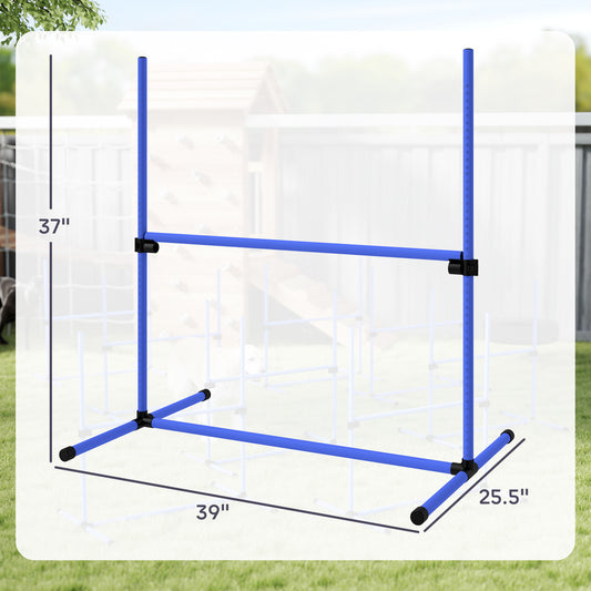 PawHut 8 Piece Dog Agility Set with Adjustable Height Jump Bars, Carry Bag, Displacing Top Bar, Blue