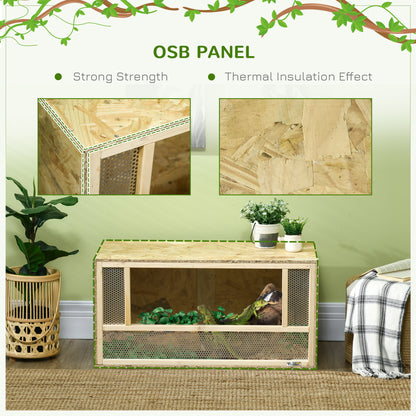 PawHut Wooden Reptile Terrarium with Sliding Door for Chameleon, Lizard, Snake, Frog, Turtle, 31.5" x 15.7" x 15.7"