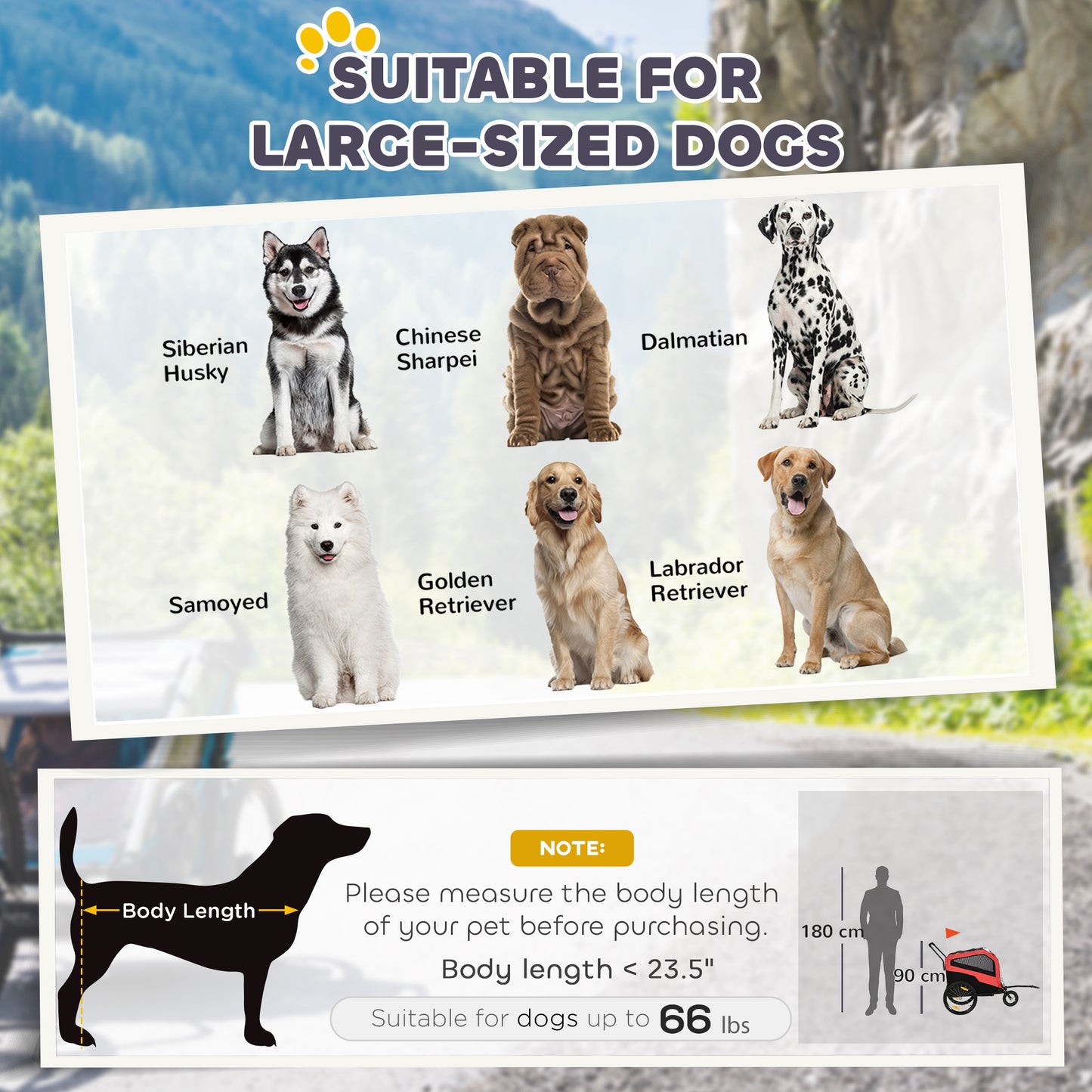 2-in-1 Dog Bike Trailer Pet Stroller Carrier for Large Dogs with Hitch, Quick-release Wheels, Foot Support, Pet Bicycle Cart Wagon Cargo for Travel, Red