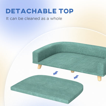 PawHut Dog Sofa Couch Bed with Washable Cushion for Large Dogs, Cats, Green