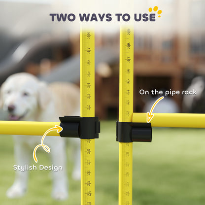 PawHut 4 Piece Dog Agility Course Backyard Set with 4 Height Adjustable Dog Agility Jumps, Carry Bag, Yellow