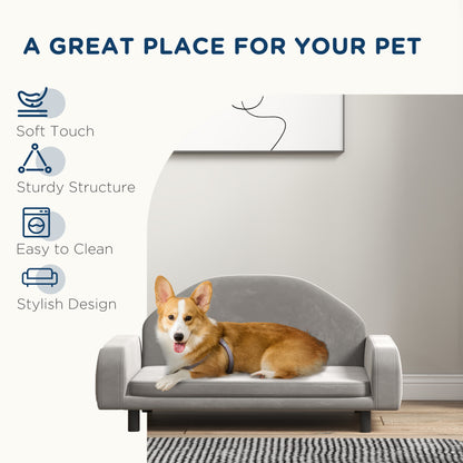 PawHut Raised Dog Sofa for Small and Medium Dogs with Soft Cushion, Gray