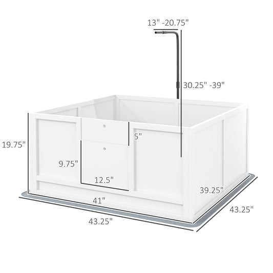 PawHut Whelping Box for Puppies with Pee Pad, Pig Rail, Adjustable Door for Small, Medium & Large Breed Dogs Birth, 41" x 39"