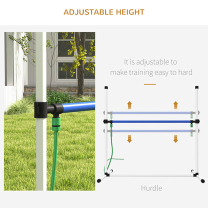 PawHut 4pc Dog Agility Training Equipment Set with Spray Water Tube, White