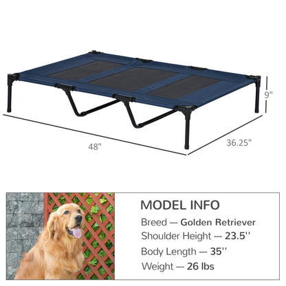 PawHut 48" x 36" Elevated Breathable Dog Bed w/ Carry Bag Dark Blue