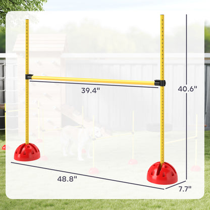 PawHut 4 Piece Dog Agility Course Backyard Set with 4 Height Adjustable Dog Agility Jumps, Carry Bag, Yellow