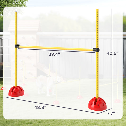 PawHut 4 Piece Dog Agility Course Backyard Set with 4 Height Adjustable Dog Agility Jumps, Carry Bag, Yellow