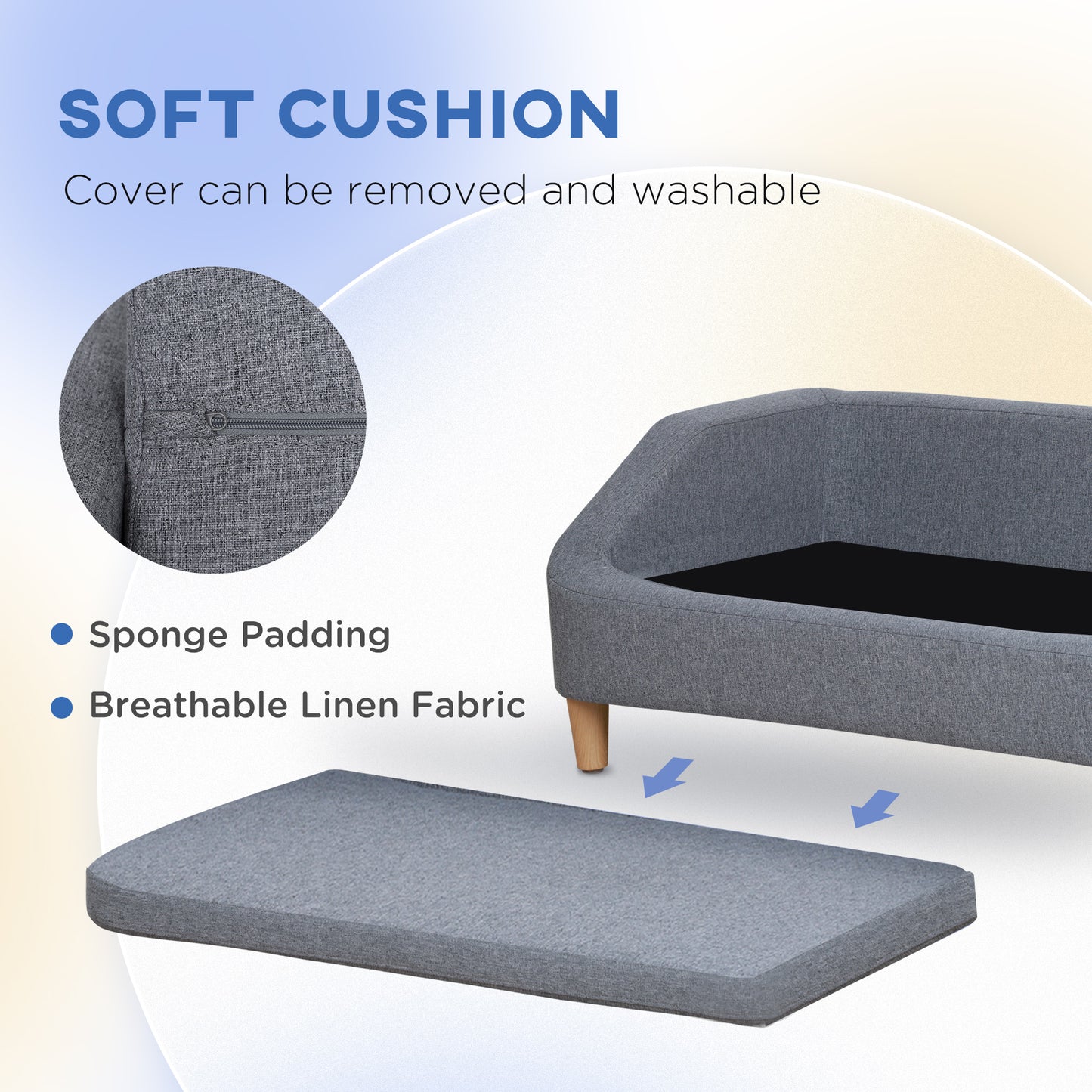 PawHut 38" Dog Sofa for Dogs Up to 55 lbs, Gray