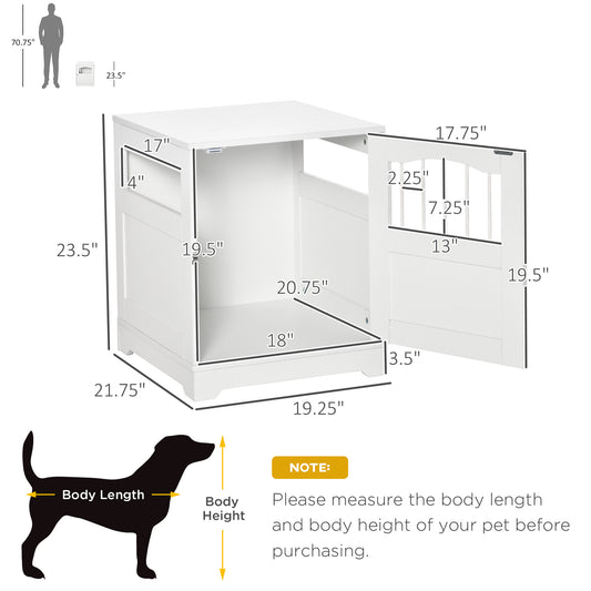 PawHut Furniture Style Dog Crate, Wooden End Table Pet Kennel with Lockable Door for Small Medium Dog Indoor Puppy Cage, White