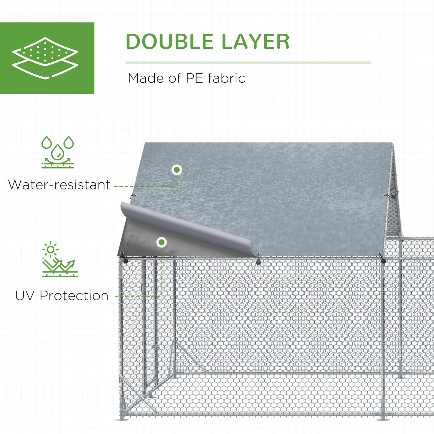 PawHut Large Chicken Coop Metal Chicken Run for Chickens with Waterproof and Anti-UV Cover, Spire Shaped Walk in Fence Cage Hen House for Outdoor and Yard Farm Use, 1" Dia, 19.7' x 9.8' x 6.4'