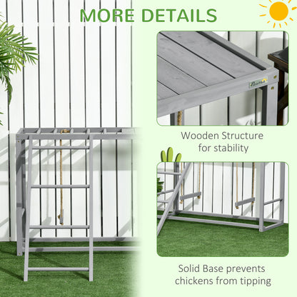 PawHut Chicken Activity Play with Swing Set for 3–4 Birds, Wooden Chicken Coop Accessory with Multiple Perches & Hen Ladder, Gray