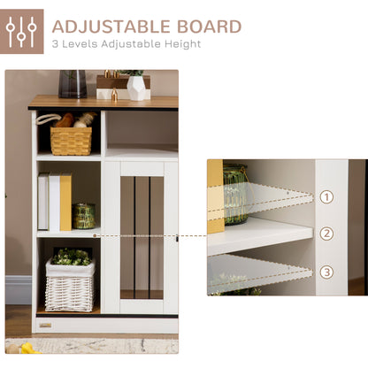 PawHut 47" Dog Crate Furniture with Storage, for Large Medium Dogs, White