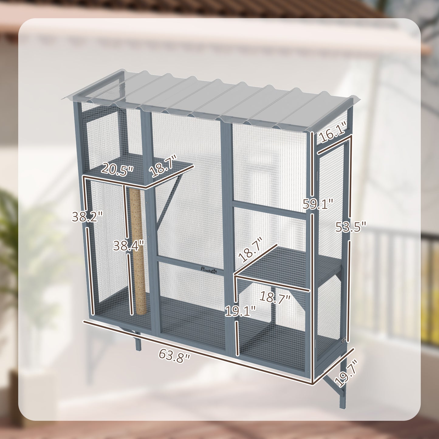 PawHut Catio Outdoor, Window Catio for 2-3 Large Indoor Cats w/ 2 Jumping Platforms, Scratching Post, for Playing, Napping