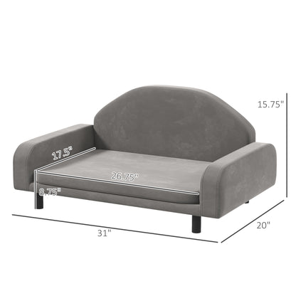 PawHut Raised Dog Sofa for Small and Medium Dogs with Soft Cushion, Gray