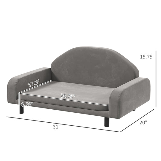 PawHut Raised Dog Sofa for Small and Medium Dogs with Soft Cushion, Gray